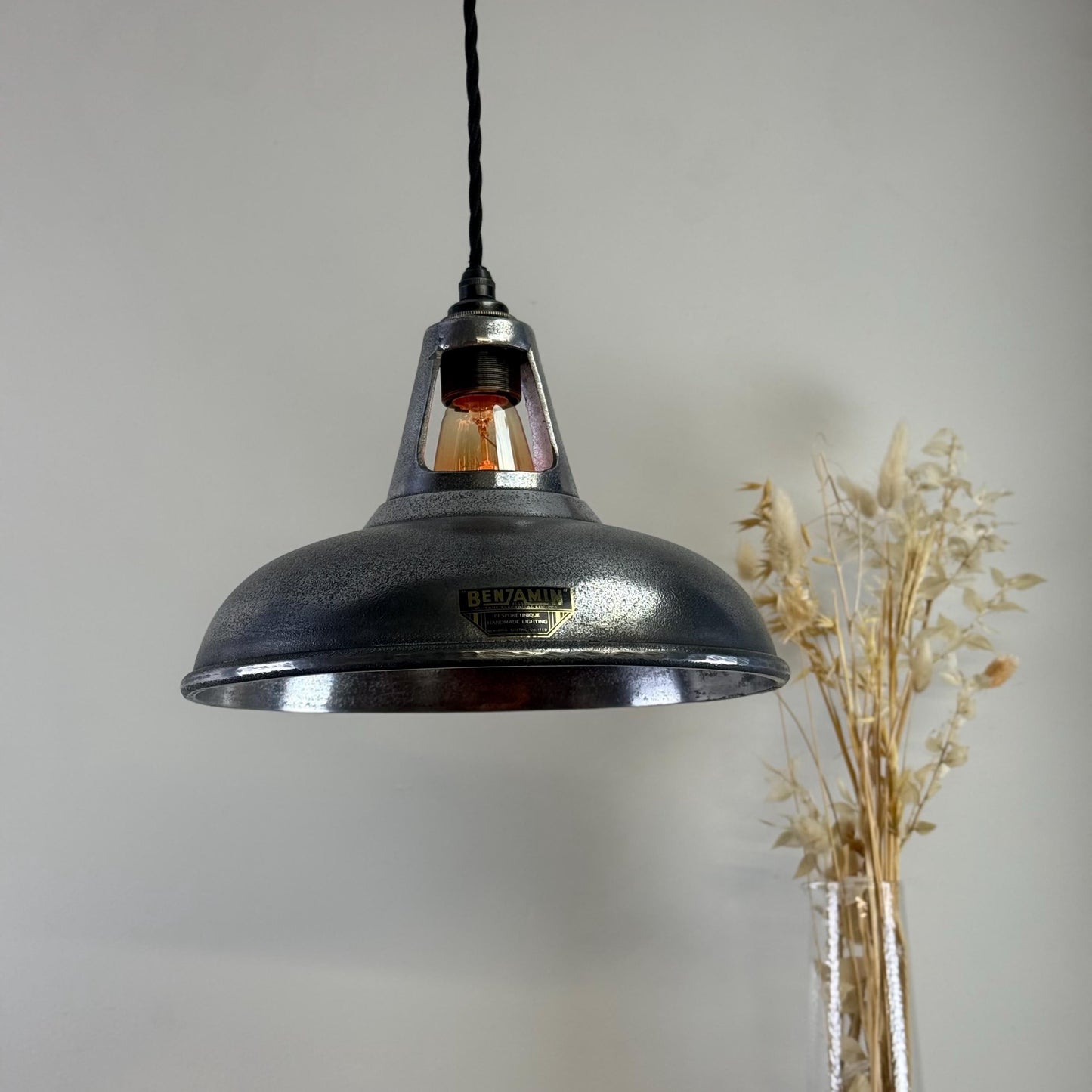 Cawston - Silver Solid Cast Aluminium Lampshade Pendant Set Light - 11 Inch by Vintage-Electrical
