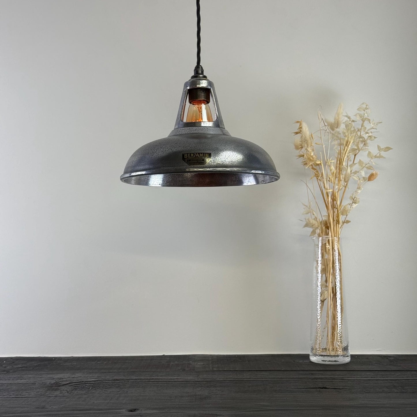 Cawston - Silver Solid Cast Aluminium Lampshade Pendant Set Light - 11 Inch by Vintage-Electrical