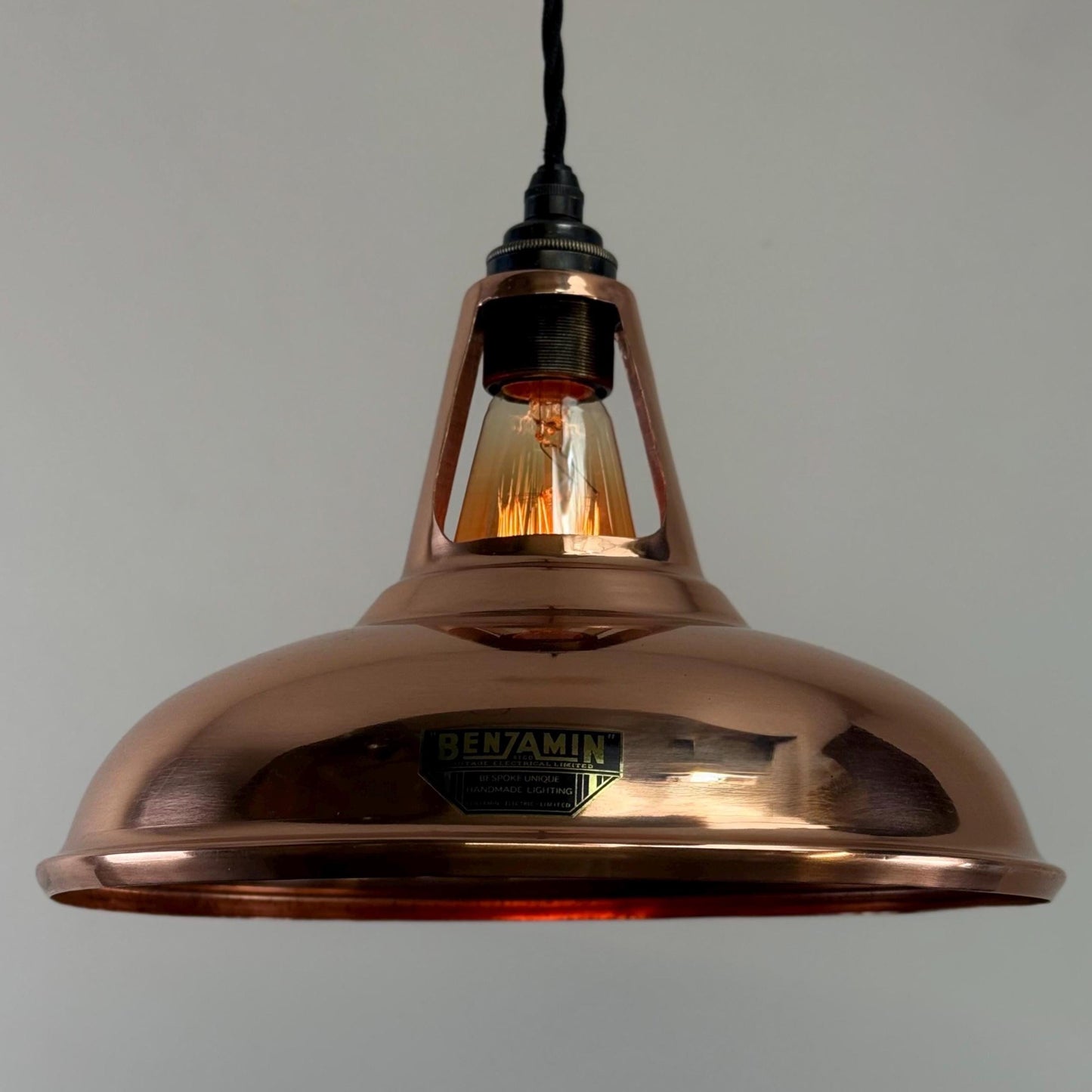 Cawston - Genuine Solid Copper Slotted Lampshade Pendant Ceiling Light - 11 Inch by Vintage-Electrical