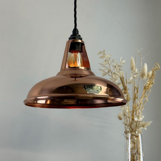 Cawston - Genuine Solid Copper Slotted Lampshade Pendant Ceiling Light - 11 Inch by Vintage-Electrical