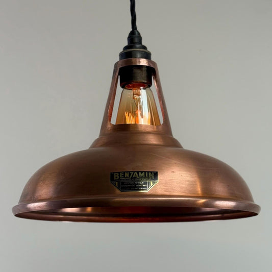 Cawston - Antique Copper Slotted Lampshade Pendant Ceiling Light - 11 Inch by Vintage-Electrical