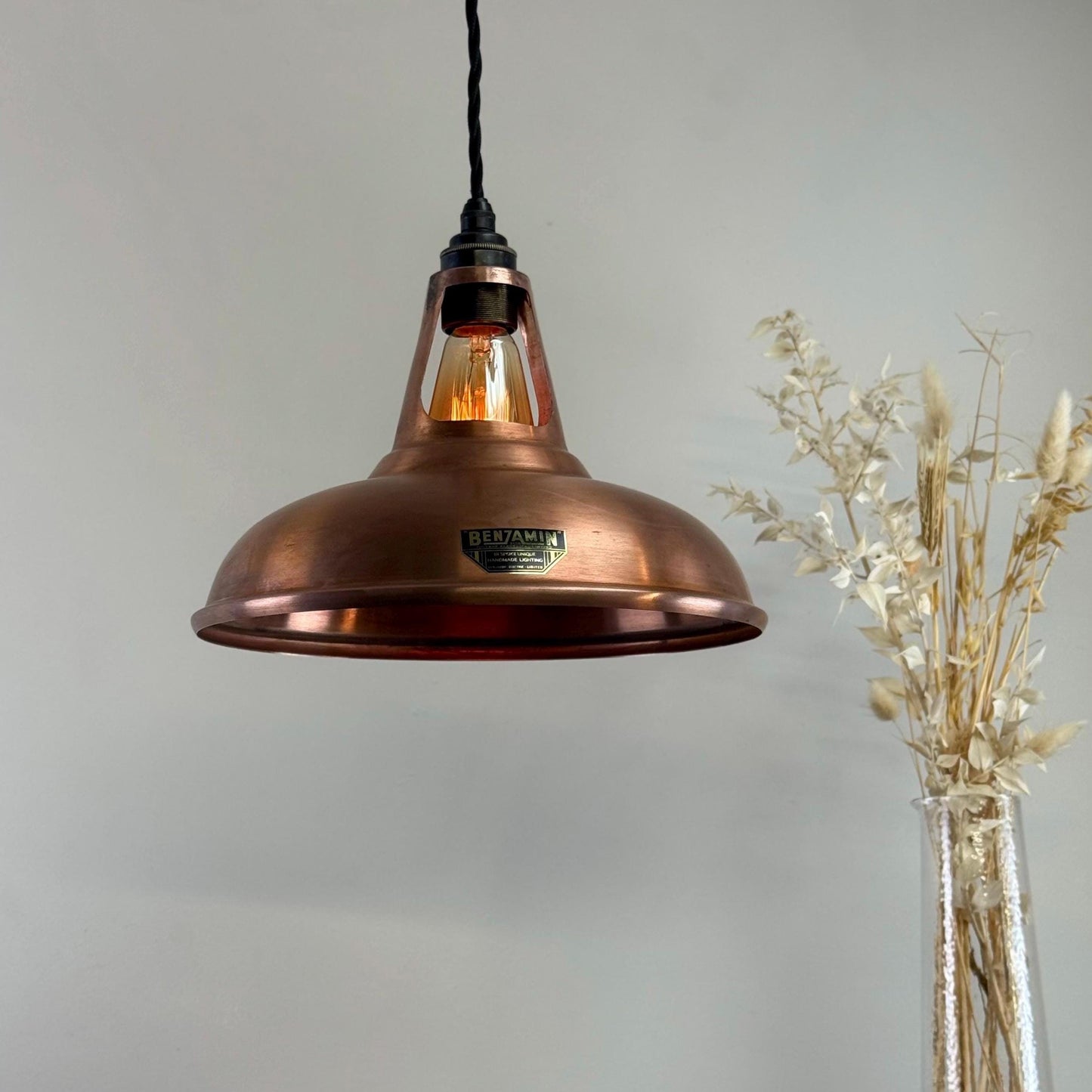 Cawston - Antique Copper Slotted Lampshade Pendant Ceiling Light - 11 Inch by Vintage-Electrical