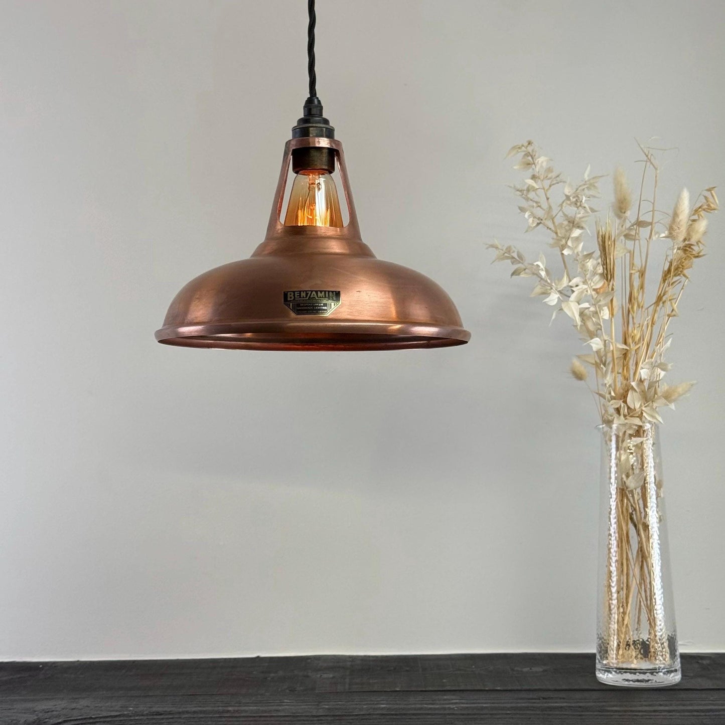 Cawston - Antique Copper Slotted Lampshade Pendant Ceiling Light - 11 Inch by Vintage-Electrical