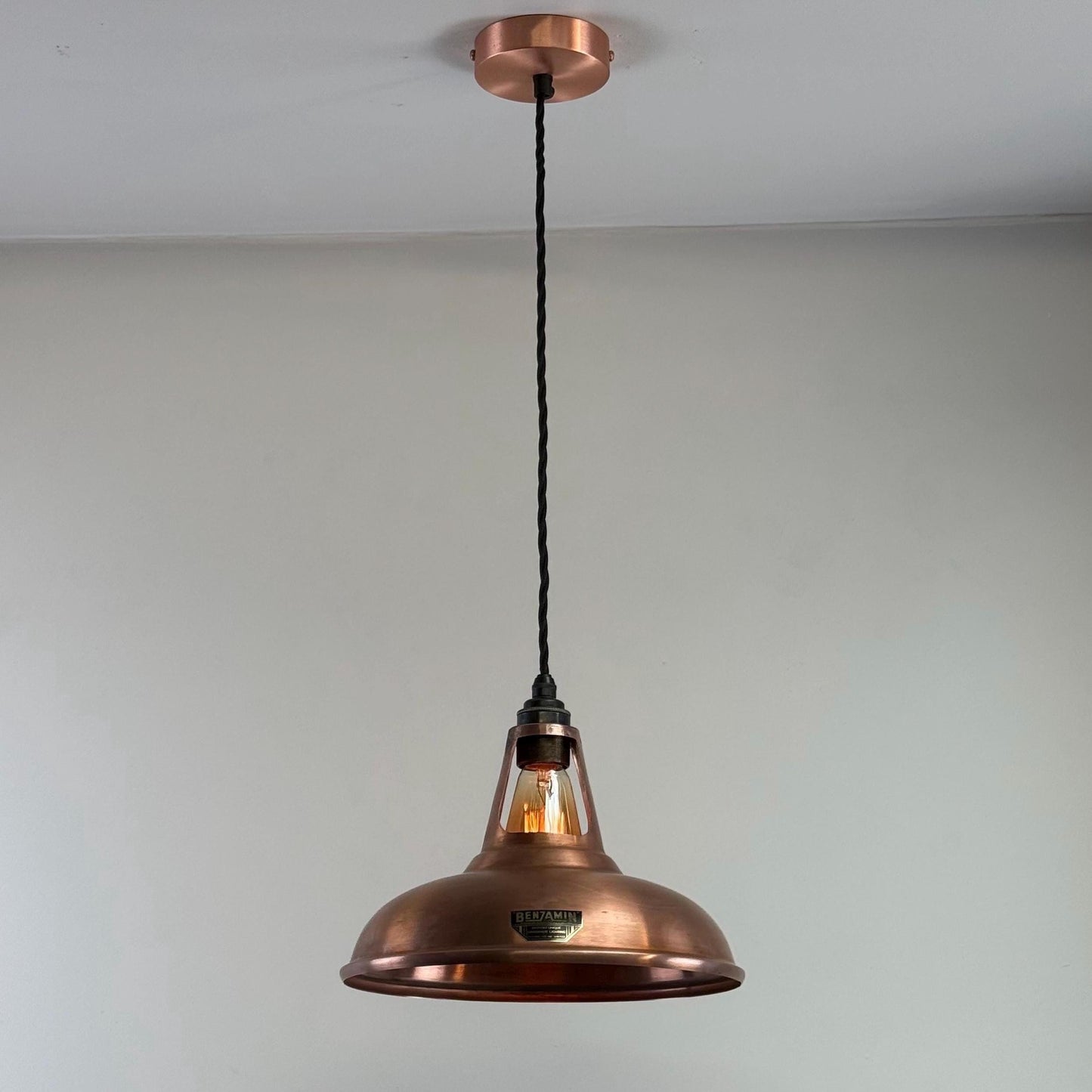 Cawston - Antique Copper Slotted Lampshade Pendant Ceiling Light - 11 Inch by Vintage-Electrical