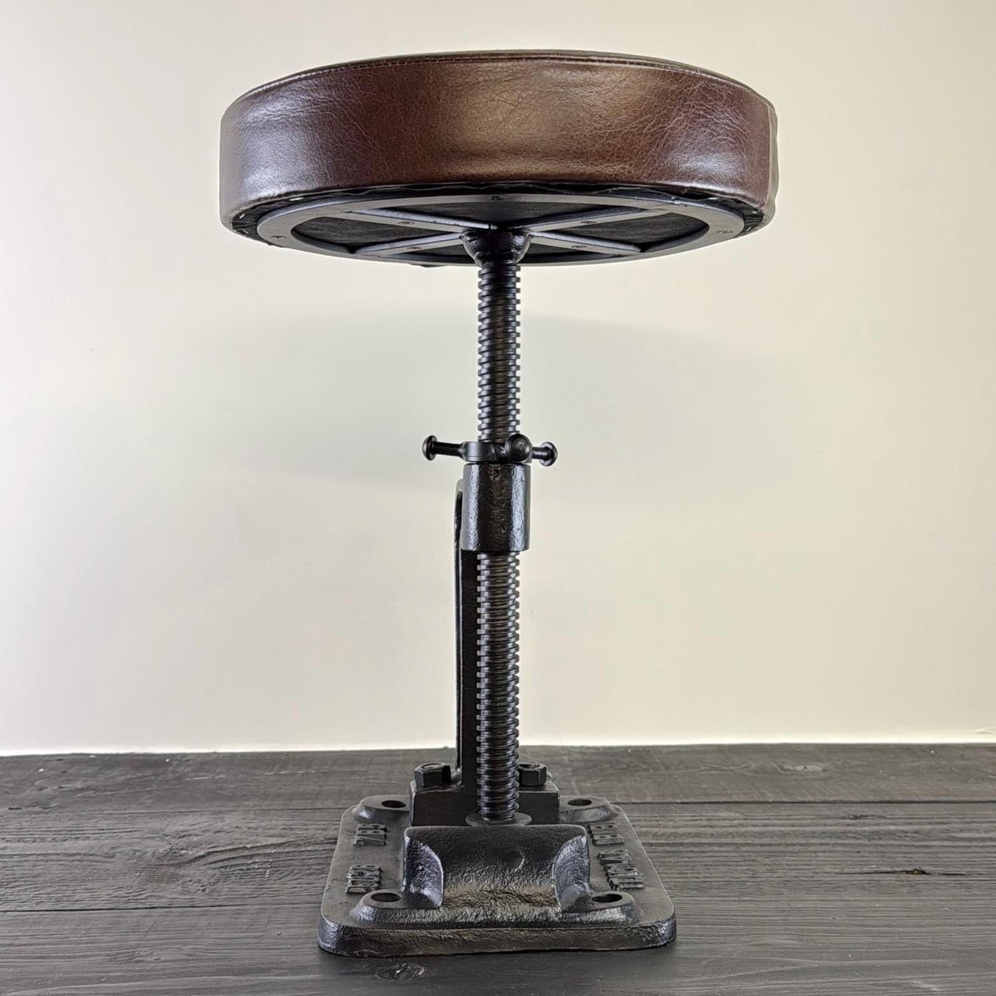 Vice Clamp Industrial Solid Bar Stool Wood or Leather Top by Vintage-Electrical