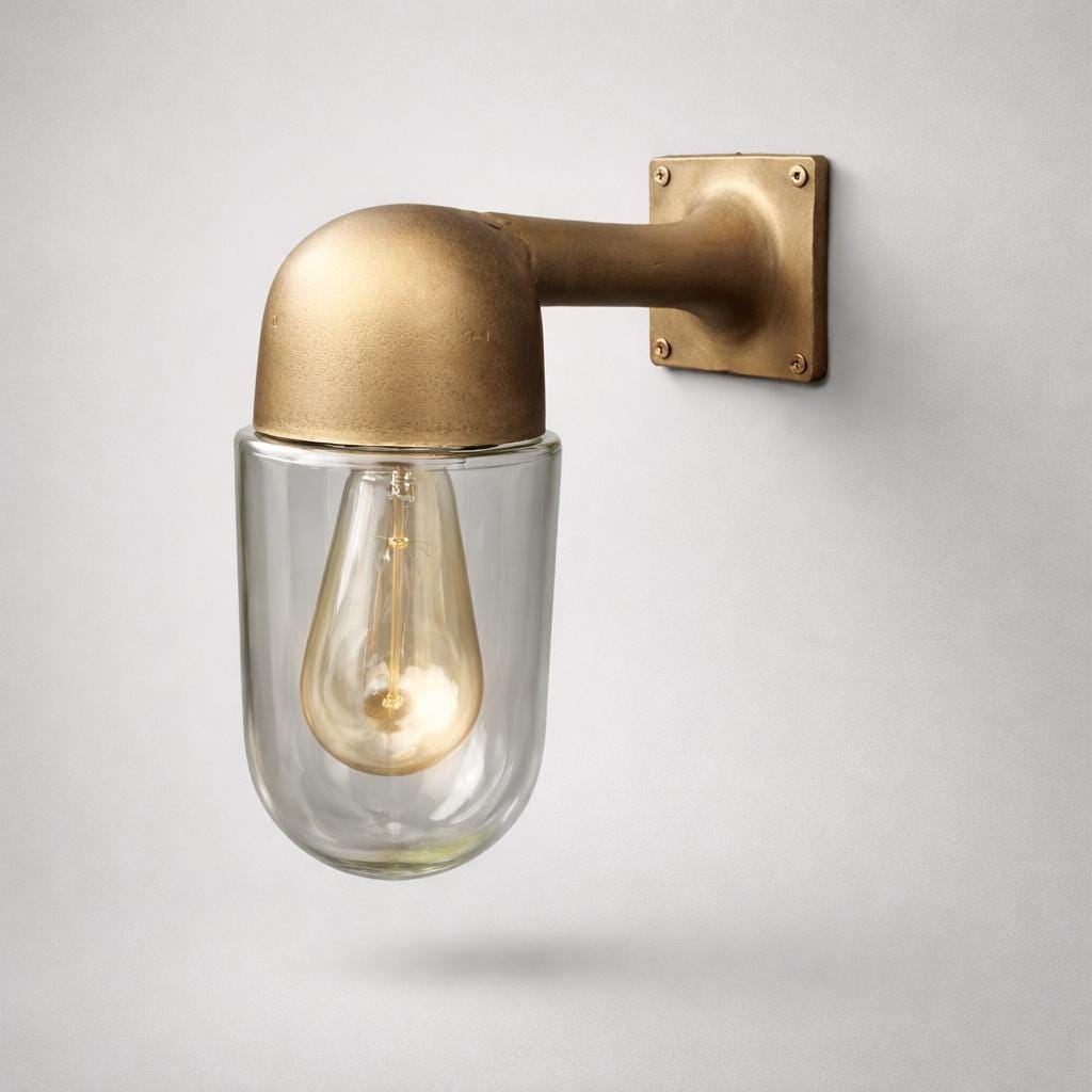 Langham - Raw Antique Brass Wall Light Outdoor & Bathroom Sconce by Vintage-Electrical