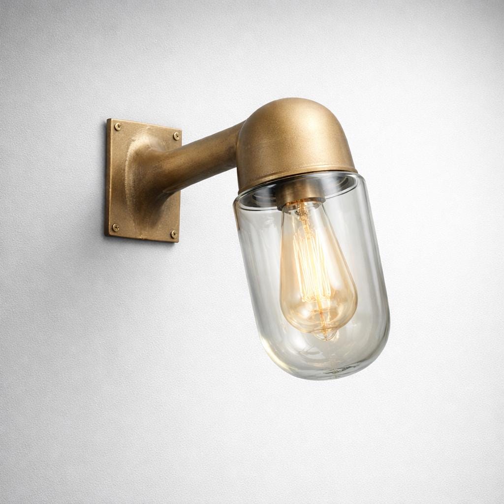 Langham - Raw Antique Brass Wall Light Outdoor & Bathroom Sconce by Vintage-Electrical