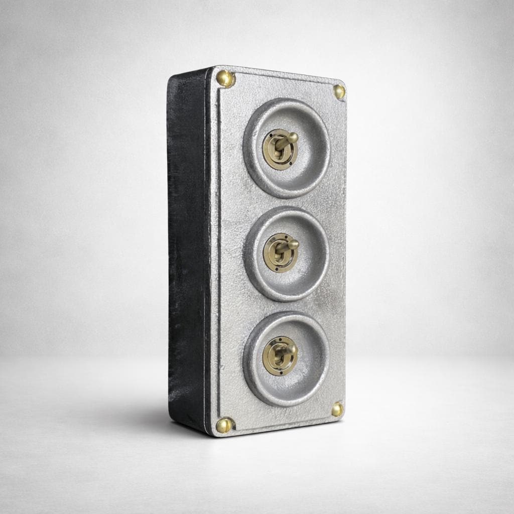 3 Gang 2 Way Solid Cast Metal Toggle Light Switch by Vintage-Electrical