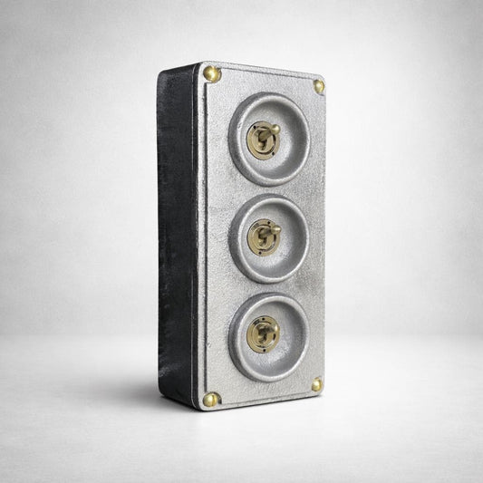 3 Gang 2 Way Solid Cast Metal Toggle Light Switch by Vintage-Electrical