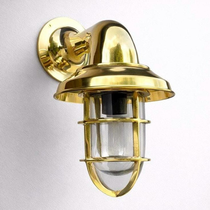 Wells - Solid Brass Bulkhead Outdoor & Bathroom Wall Light by Vintage-Electrical