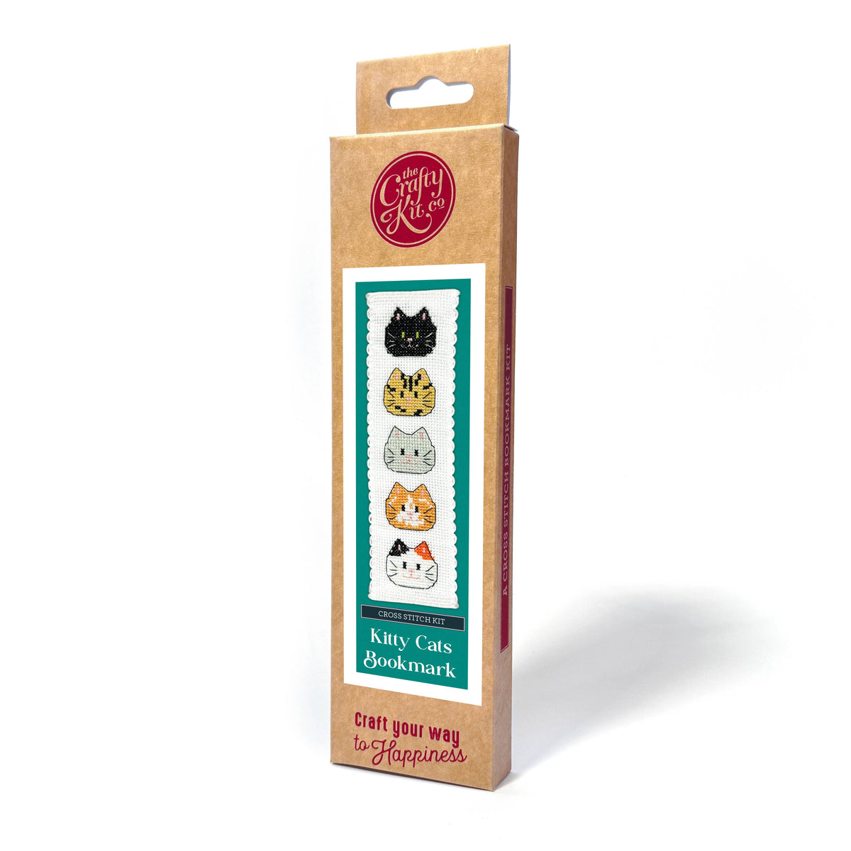Kitty Cats Cross Stitch Bookmark Kit presented in The Crafty Kit Company packaging