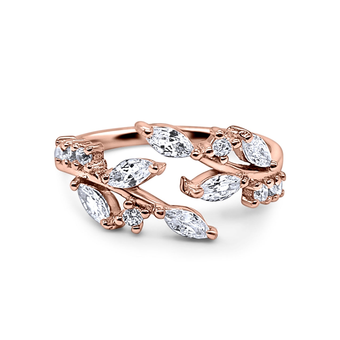 Adjustable Leaf Ring in Rose Gold by Vianne Jewellery