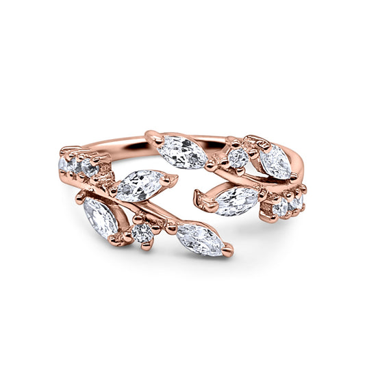 Adjustable Leaf Ring in Rose Gold by Vianne Jewellery