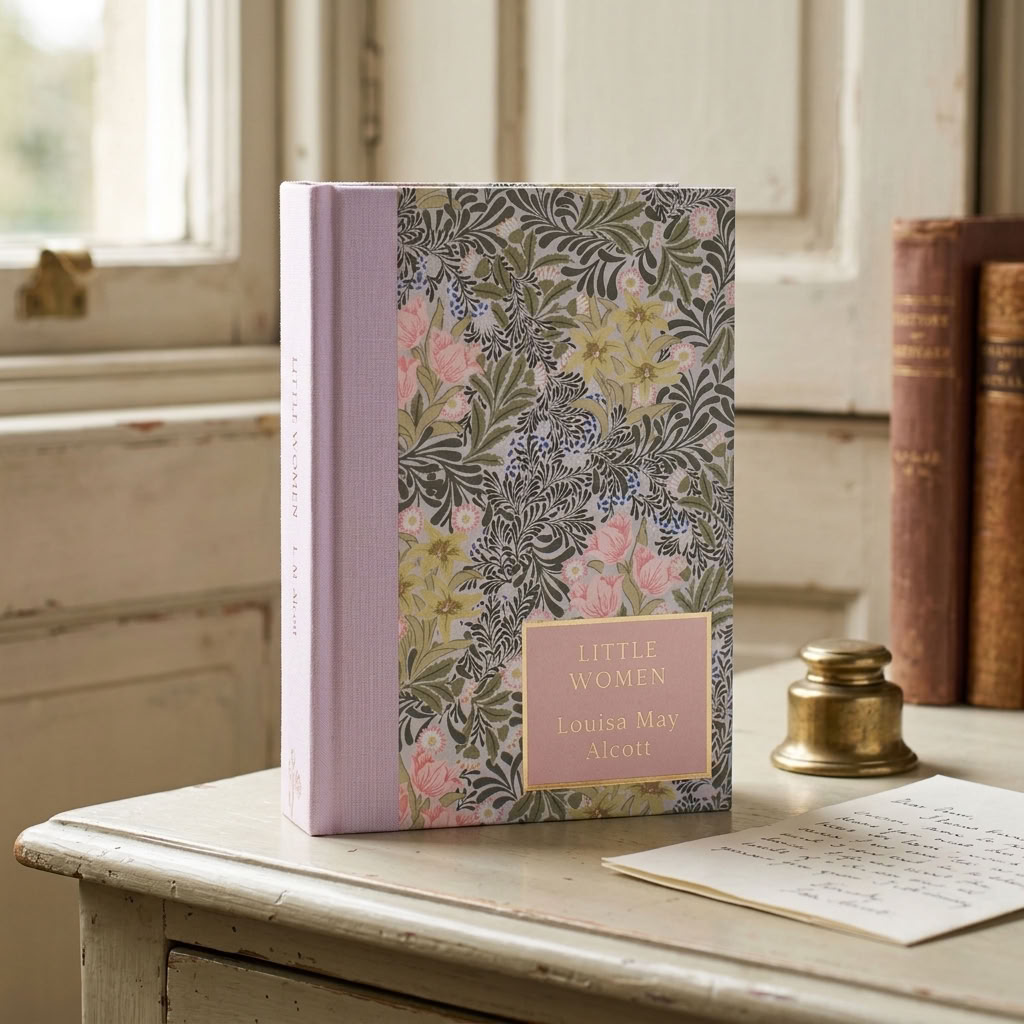 Little Women by Louisa May Alcott Wordsworth Heritage Collection hardback on an antique painted writing desk