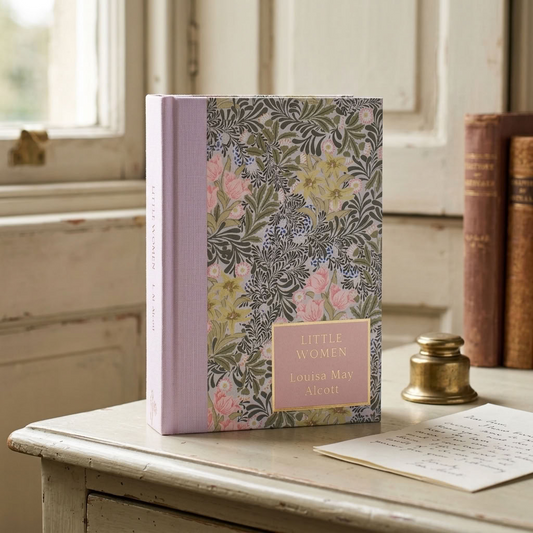 Little Women by Louisa May Alcott Wordsworth Heritage Collection hardback on an antique painted writing desk