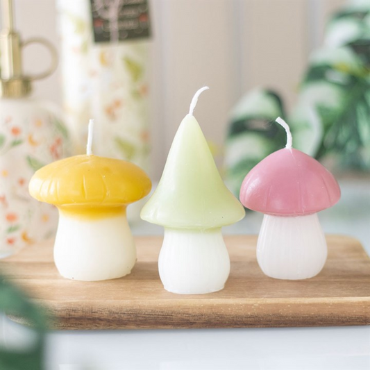 Set of 3 Pastel Mushroom Candles