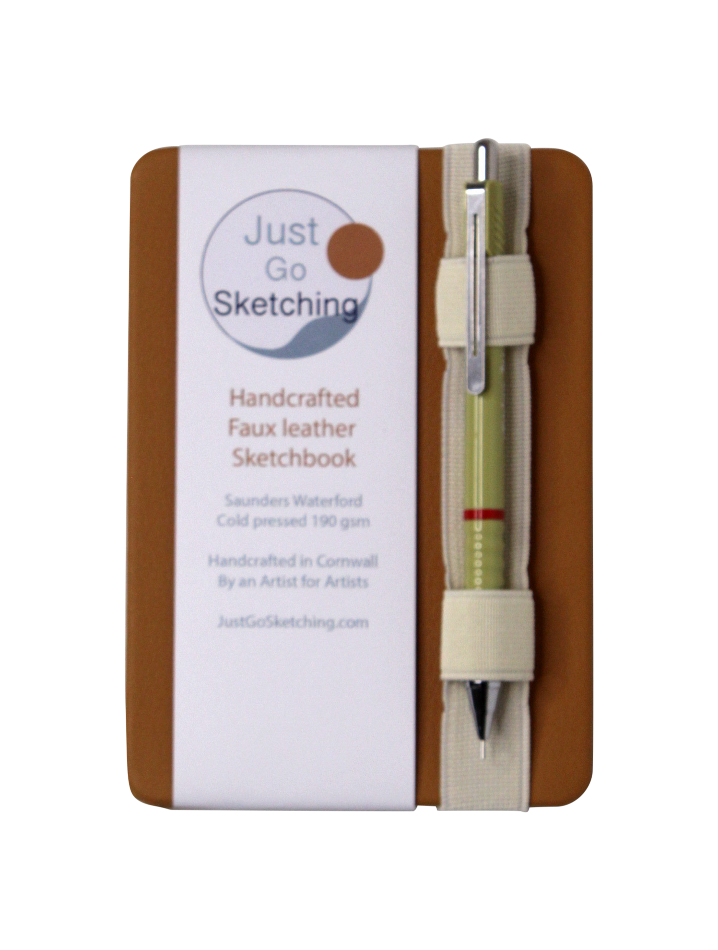 JustGoSketching Concertina Watercolour Sketchbook – A6 Faux Leather Hardback + 300gsm Saunders Waterford Paper