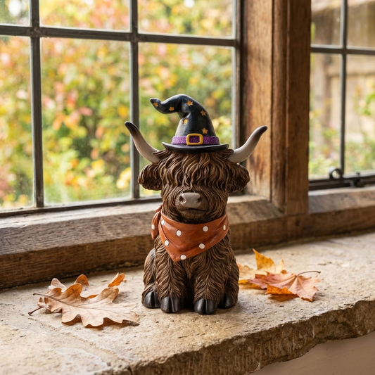The cow is nicely positioned, and the autumn foliage outside adds seasonal colour without overwhelming the product.