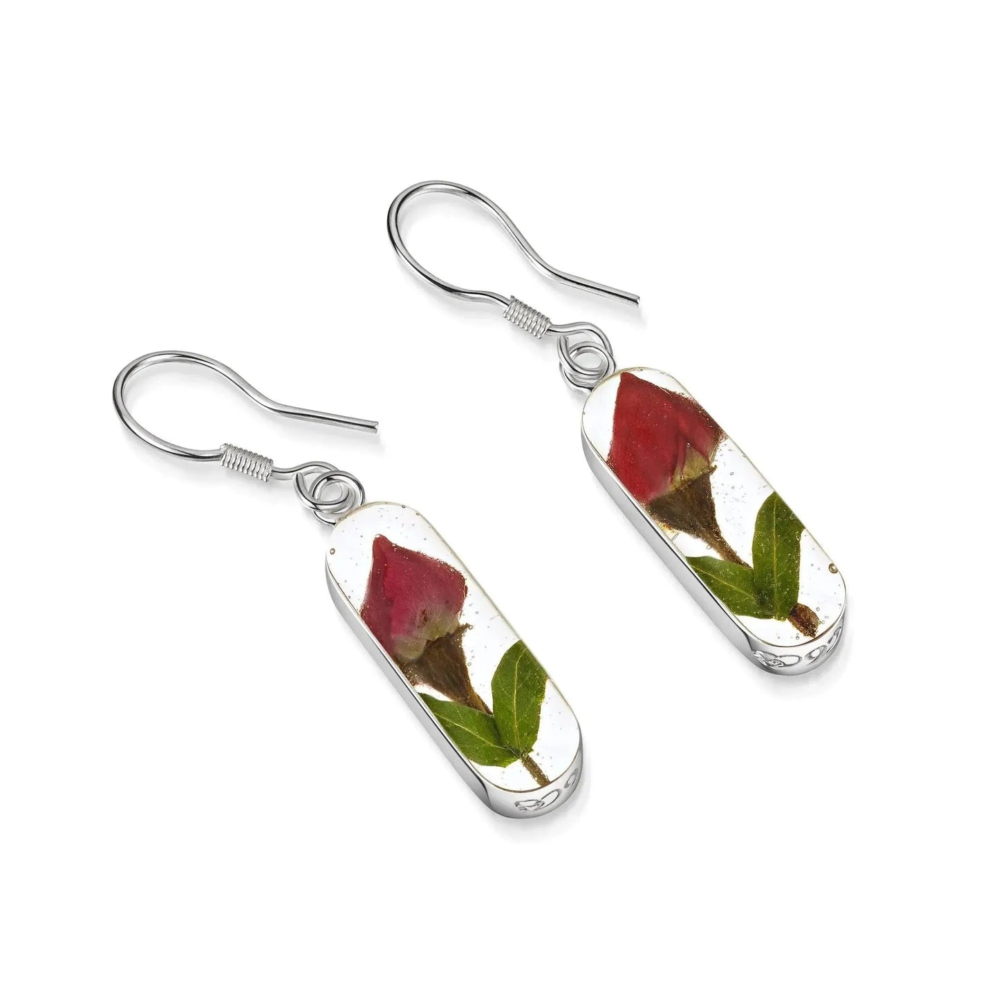 Miniature Rose Oval Drop Earrings by Shrieking Violet
