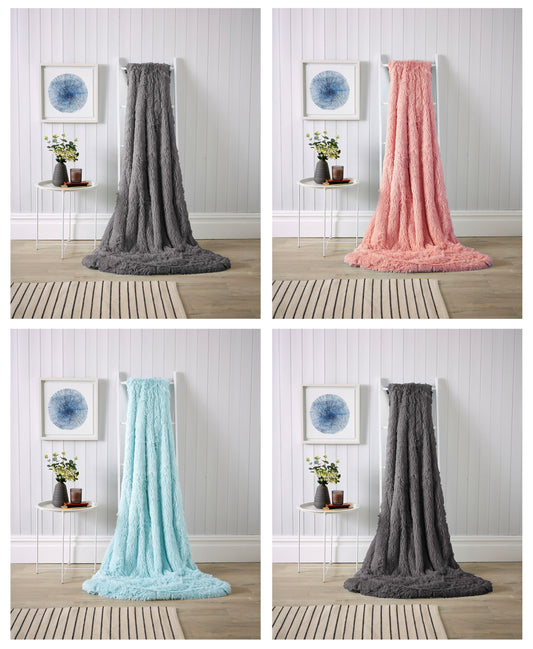 Oversized Chunky Soft Fleece Blanket Fluffy Faux Fur Throw Blanket for Bed and Sofa by OLIVIA ROCCO