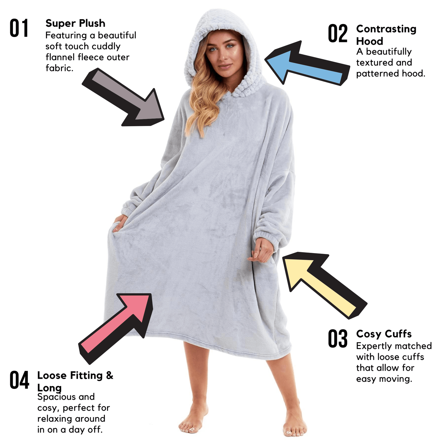 Oversized Women's Plush Hooded Poncho Blanket with Ultra-Soft Fur Hood and Double Pocket by Daisy Dreamer