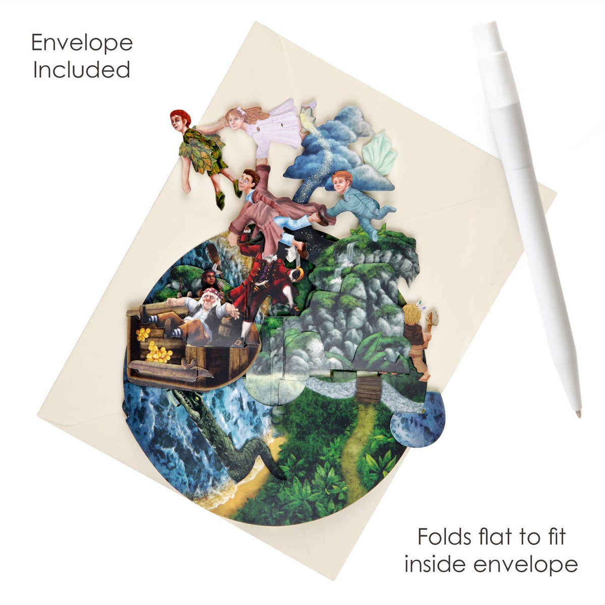 Peter Pan Pirouette Card displayed alongside its included envelope 