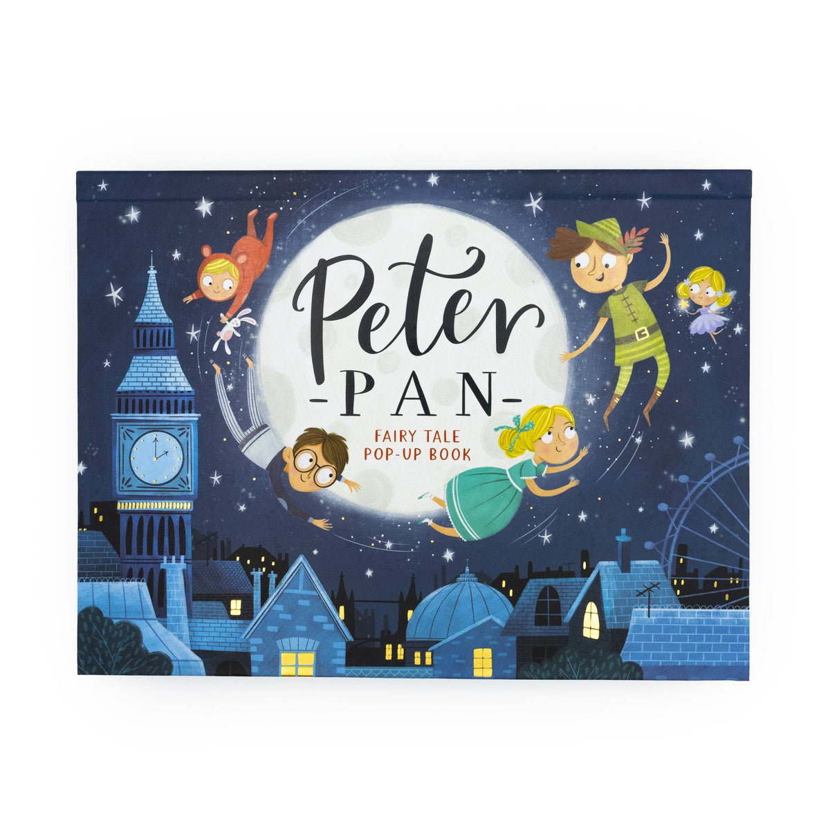 Peter Pan children's pop-up book featuring its colourful illustrated Neverland cover