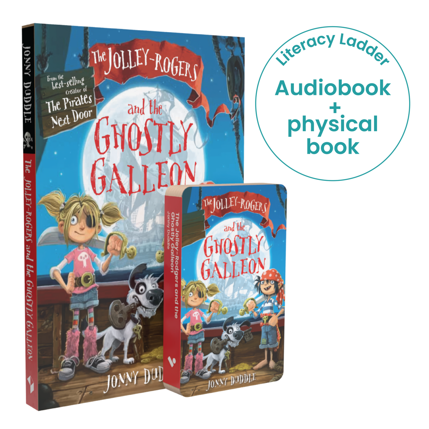 The Jolley-Rogers and the Ghostly Galleon Audiobook for Voxblock Audiobook Player & Print Bundle