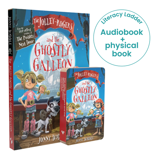 The Jolley-Rogers and the Ghostly Galleon Audiobook for Voxblock Audiobook Player & Print Bundle