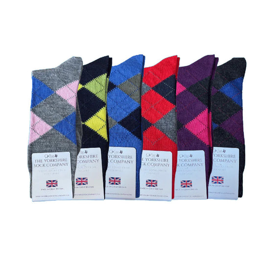Ripley Argyle Merino Wool Socks – 6 Pair Luxury Bundle