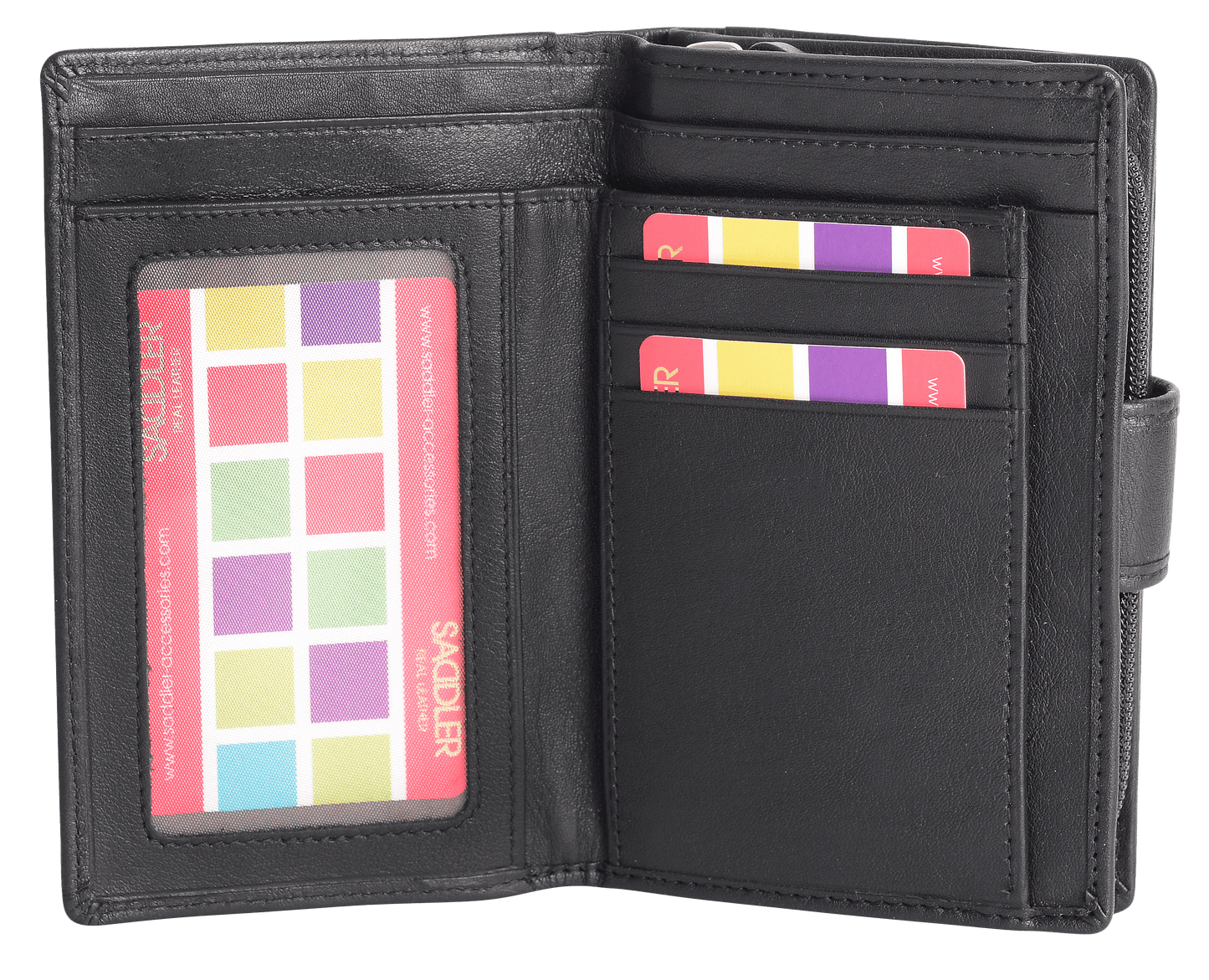 SADDLER GEORGIE Leather Double-Sided Purse - 13 Card Slots, Generous Space for Notes and Coins - RFID Protected