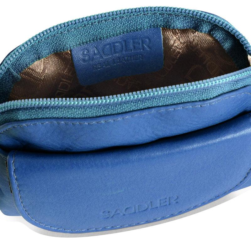 Compact Leather Zip-Top Coin Purse "Molly" – Handmade by Saddler | RFID Protected & Gift Boxed | With Front Pocket & Interior Key Ring