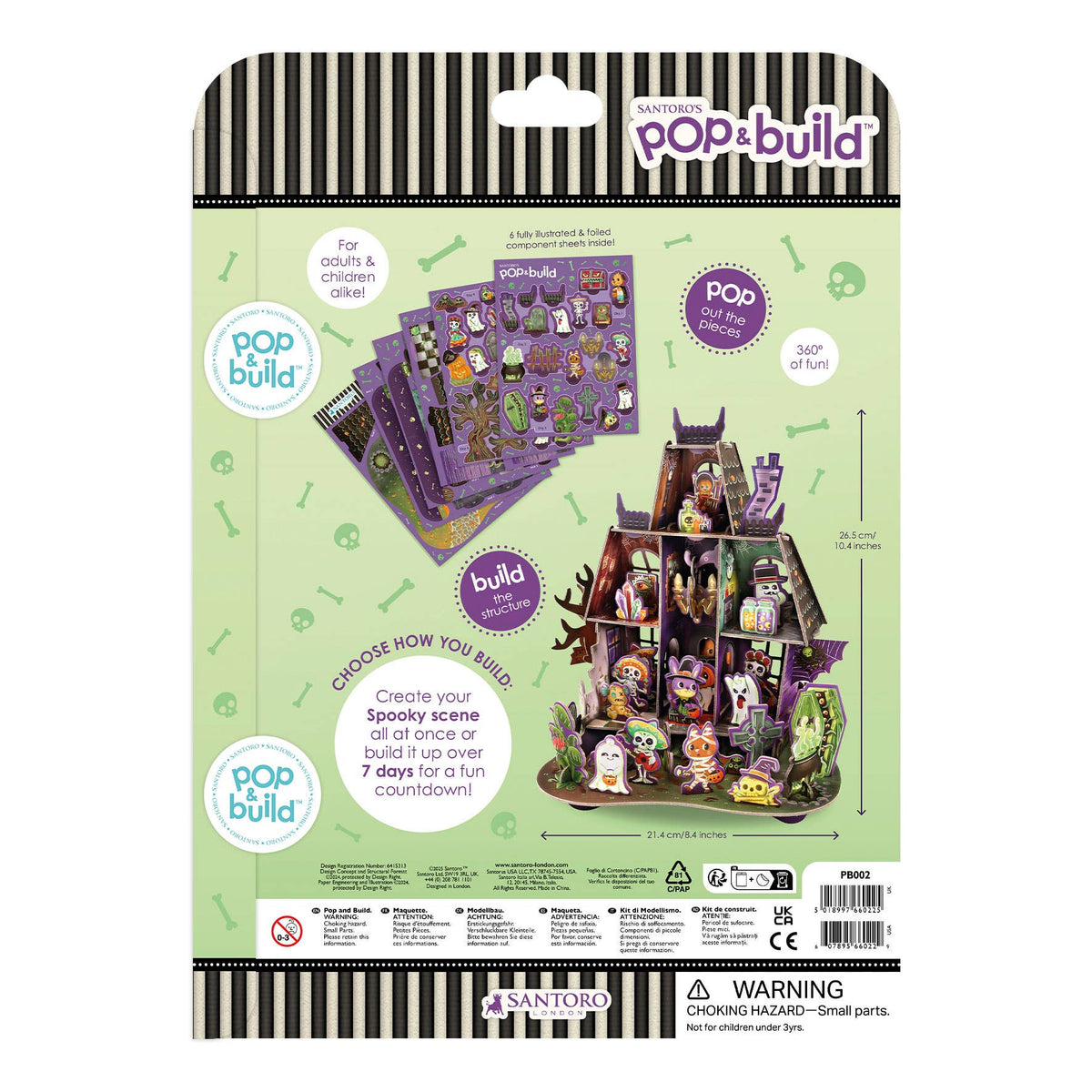 Santoro London Halloween House Pop and Build packaging back with product information
