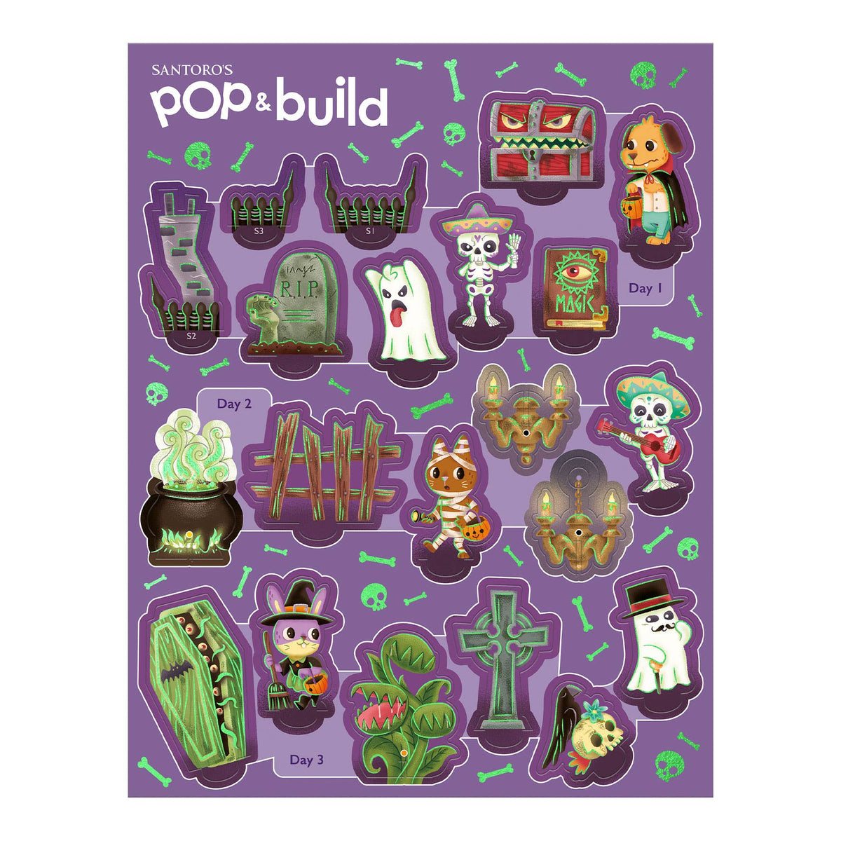 Santoro London Halloween House Pop and Build illustrated Halloween push-out pieces