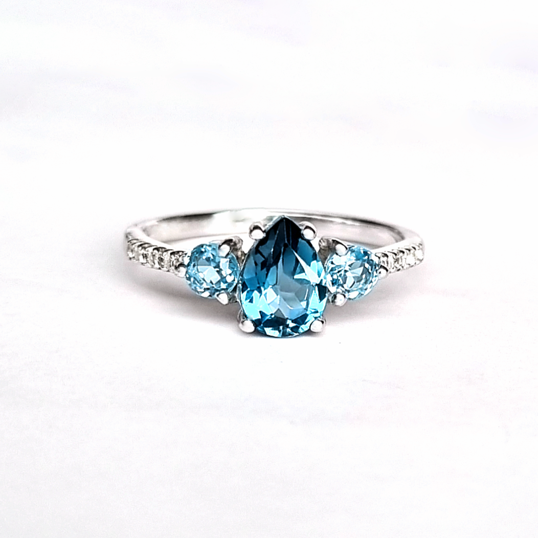 London Blue and Swiss Blue Topaz Ring in Sterling Silver by Vianne Jewellery