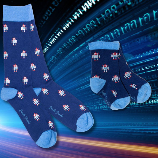 Swole Panda Robot matching bamboo socks for adults and children