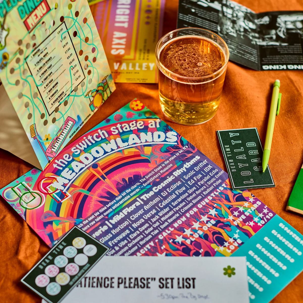 The Secret Set escape room puzzles with colourful festival map, set list and themed clues