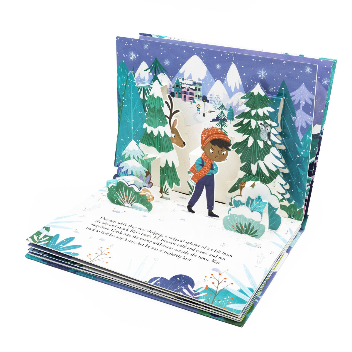 The Snow Queen children's pop-up book displaying colourful three-dimensional story illustrations