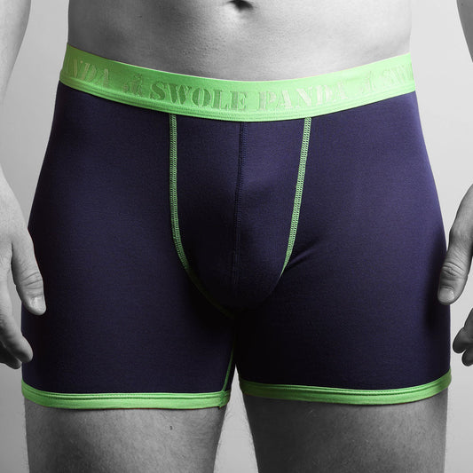 Bamboo Boxers - Navy / Green Band by Swole Panda