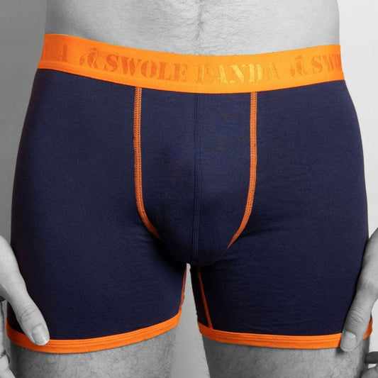 Bamboo Boxers - Navy / Orange Band by Swole Panda