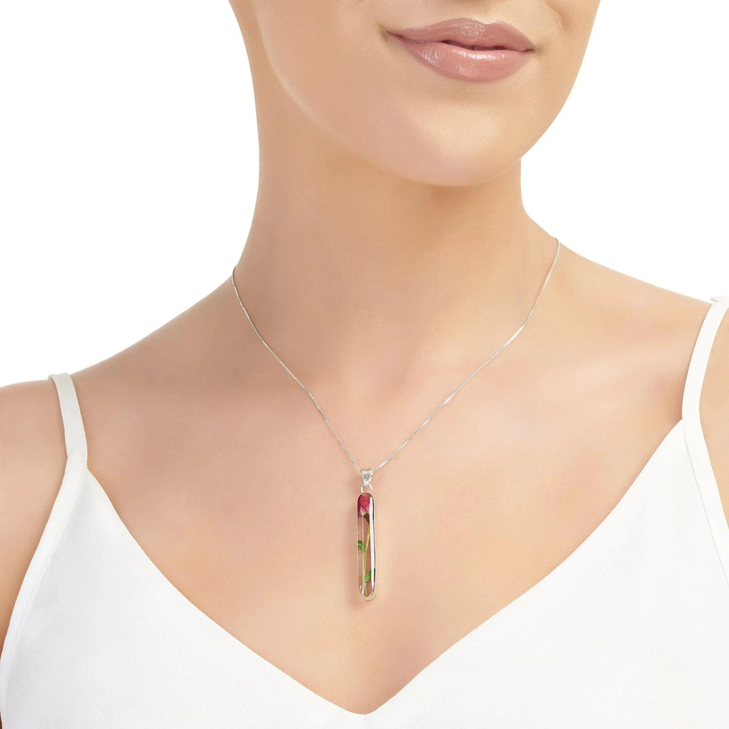 Miniature Stirling Silver Rose Necklace by Shrieking Violet