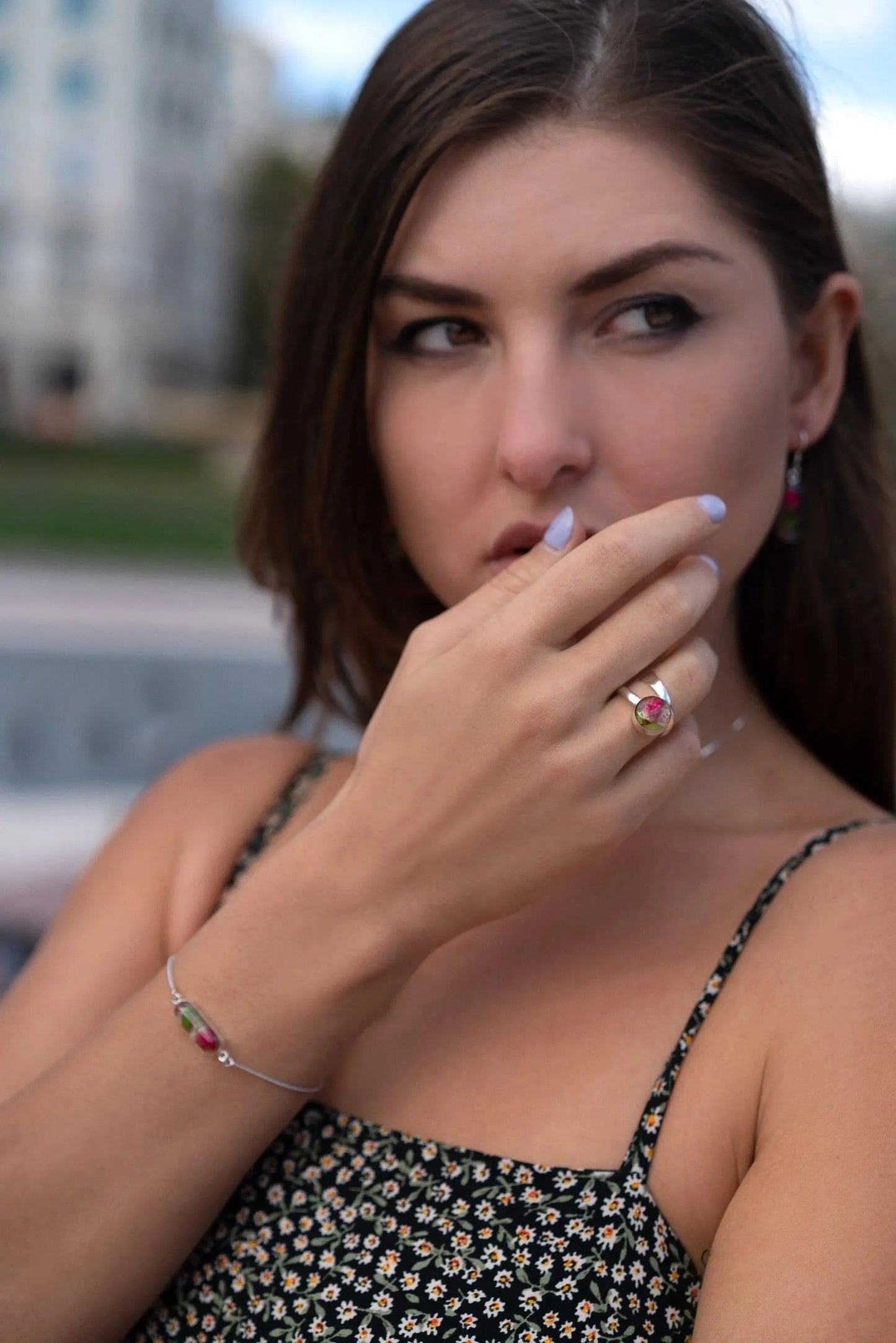 Miniature Stirling Silver Rose Necklace by Shrieking Violet