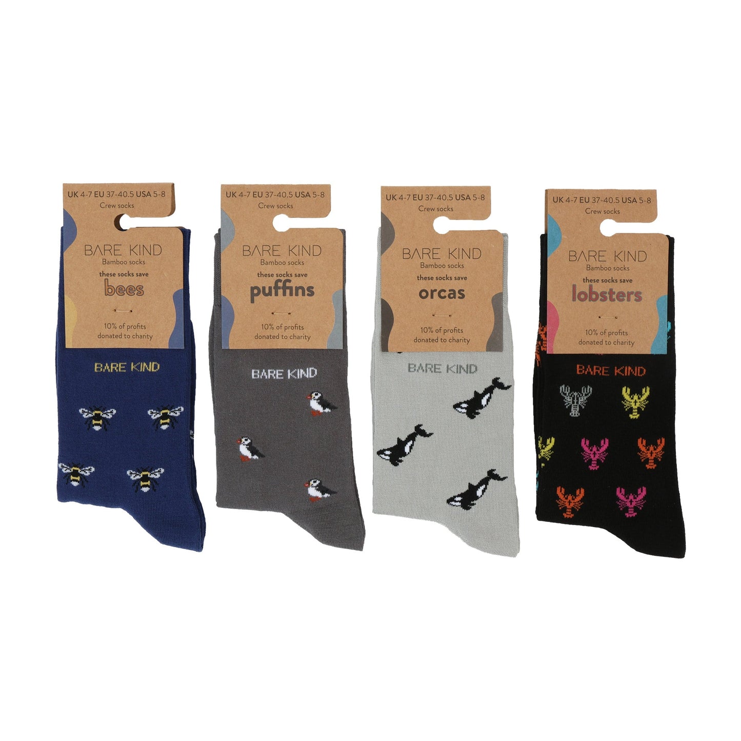 Bare Kind Small Motif 4 Pack Bamboo Sock Set