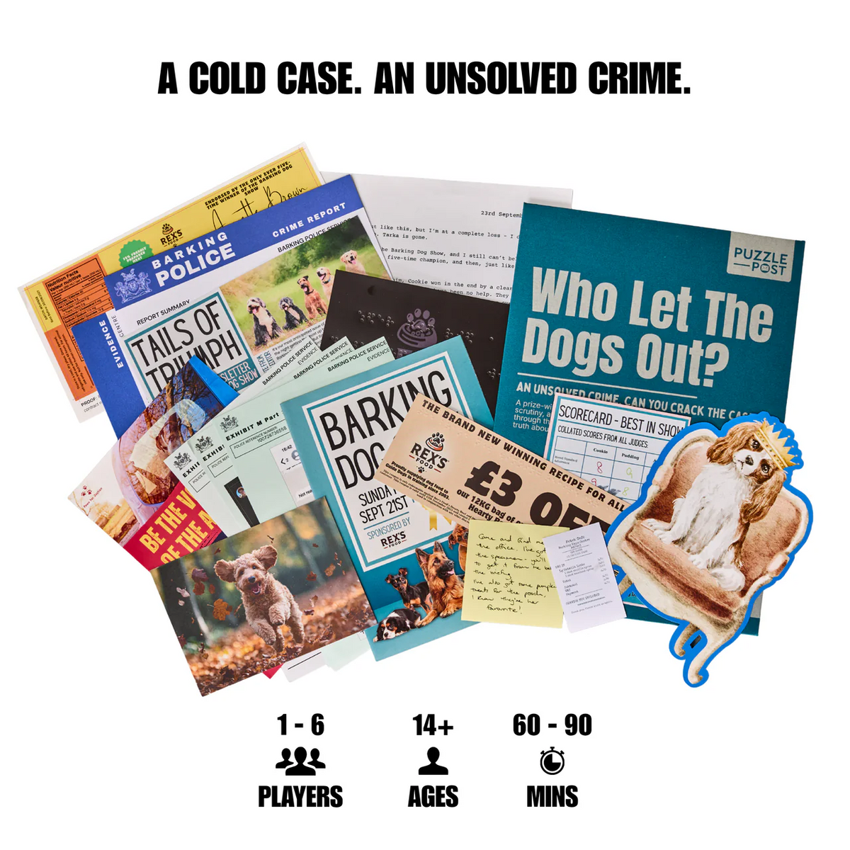 Who Let The Dogs Out? cold case game contents with immersive evidence and investigation clues