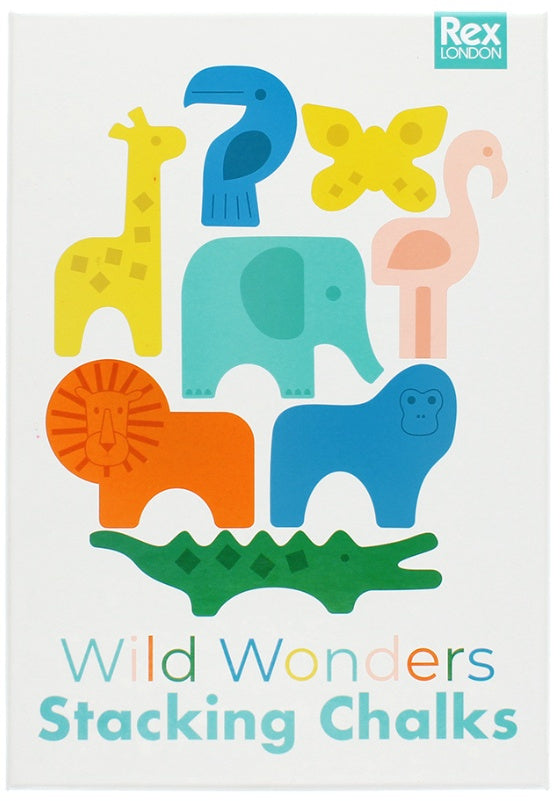 Wild Wonders Stacking Chalks showing the colourful animal-shaped chalk pieces stacked together