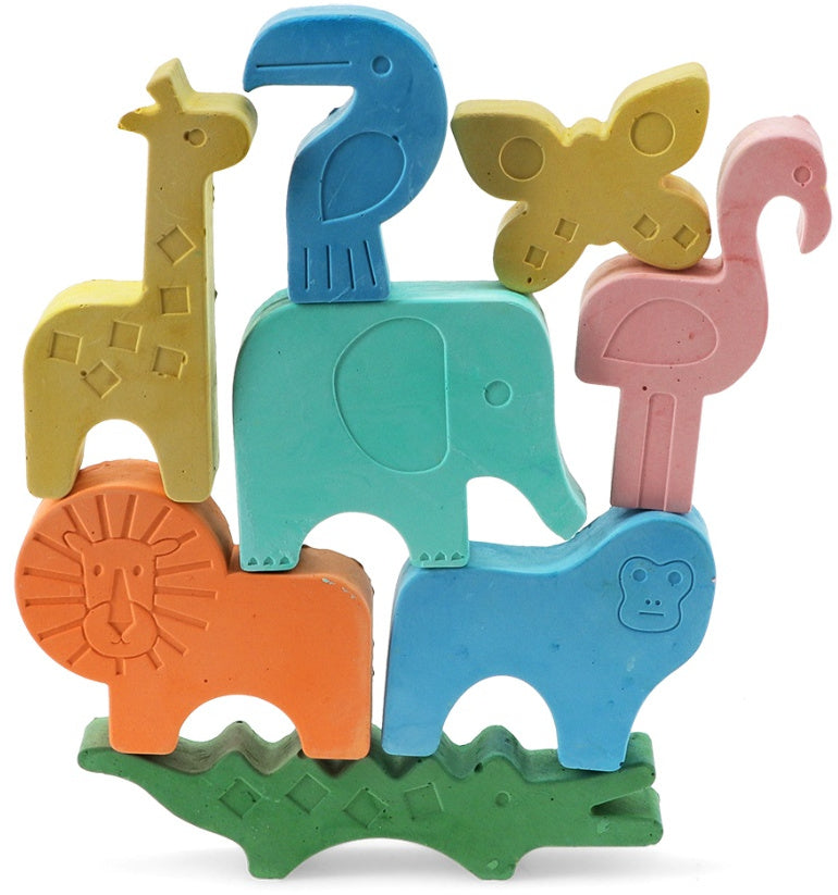 Wild Wonders Stacking Chalks featuring colourful giraffe, elephant, lion and other animal-shaped chalk pieces