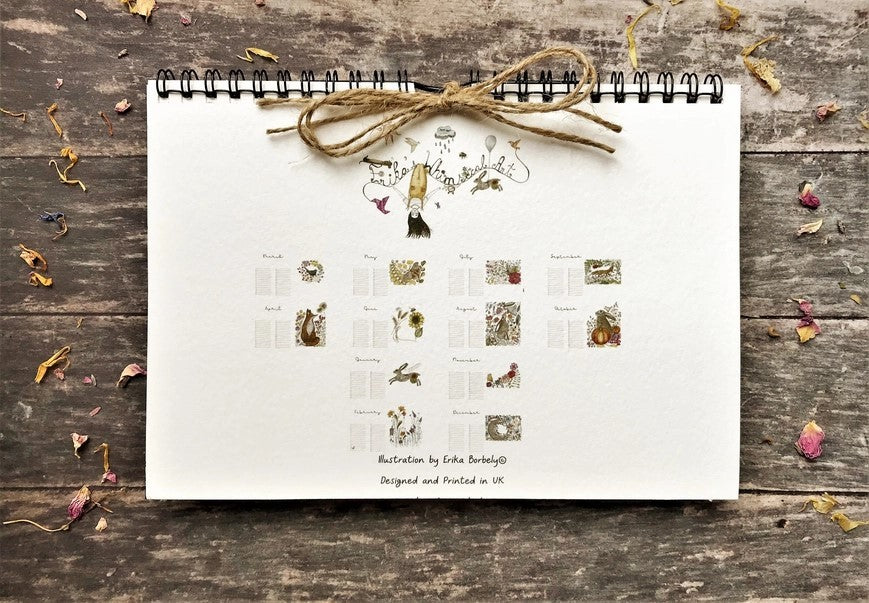 Wildlife & Botanical Perpetual Calendar back cover displaying all twelve illustrated monthly designs