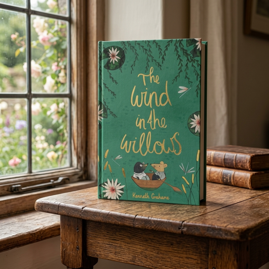 The Wind in the Willows by Kenneth Grahame Wordsworth hardback beside a cottage window