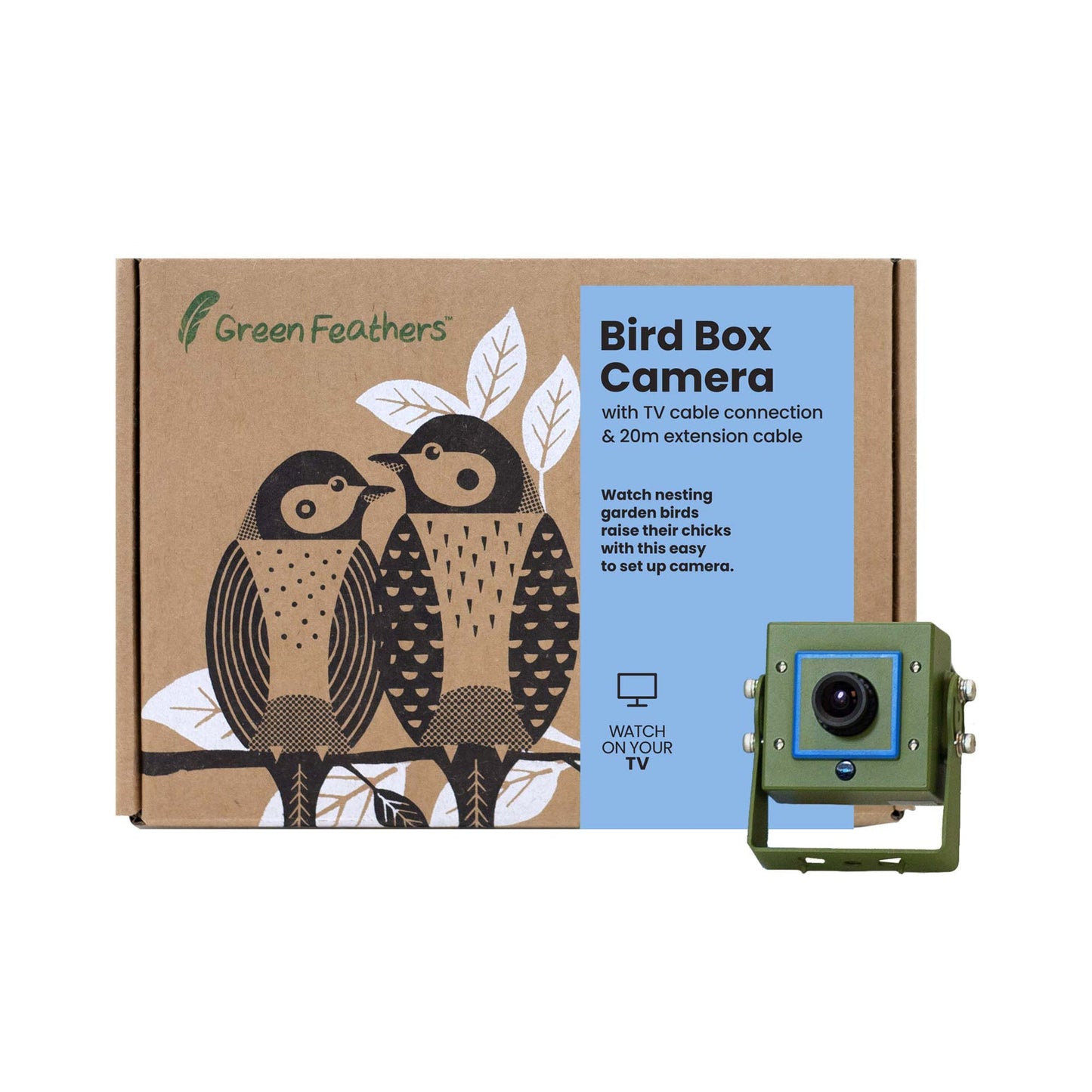 Green Feathers Cable Connection Bird Box & Wildlife Camera