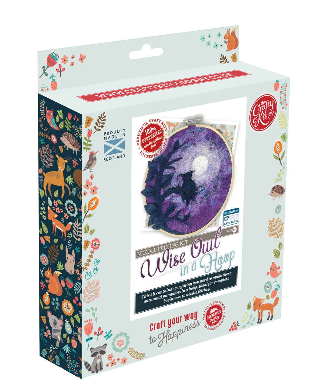 Paint with Wool Wise Old Owl Needle Felting Kit presented in The Crafty Kit Company packaging